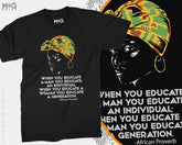 African Woman T-Shirt Tribal Wisdom Proverb Afro Feminist Support Tee